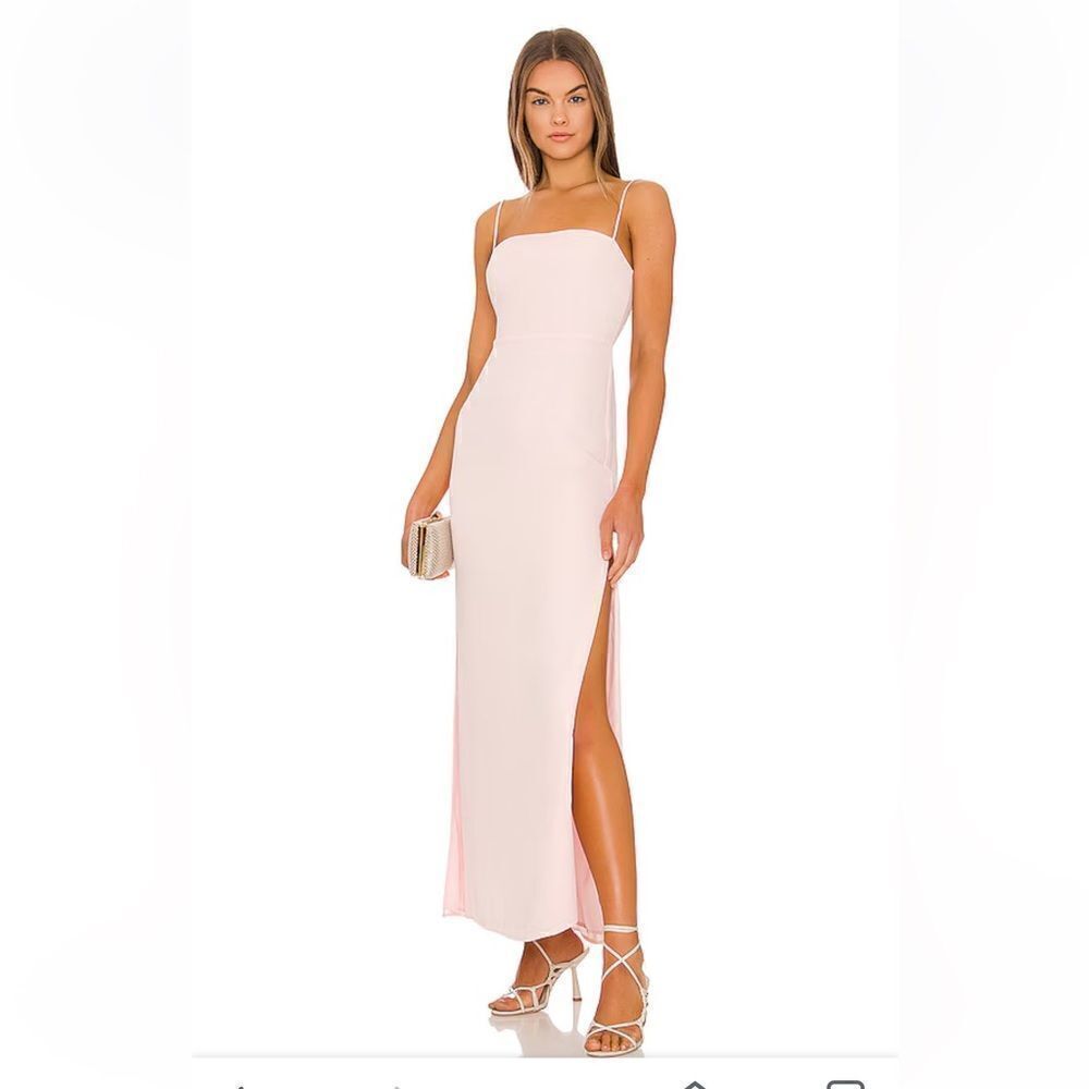 Superdown Addison Maxi Dress Blush pink chiffon slip dress slit Revolve XXS NWT